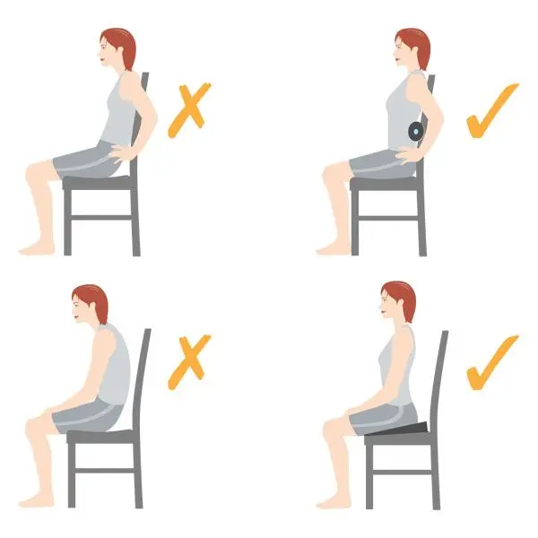 وضعیت صحیح کمر در هنگام نشستن روی صندلی