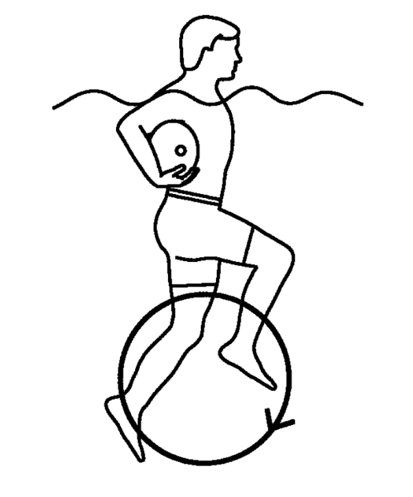 آب درمانی - پای دوچرخه در آب با فوم شناور