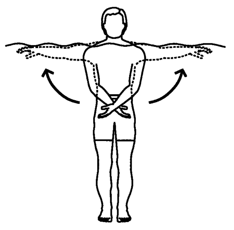 آب درمانی - باز و بسته کردن بازوها از پهلو در آب